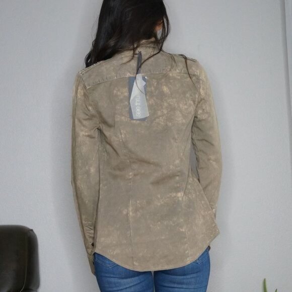 See Thru Soul Snap Button Down Shirt Tie Die Long Sleeve Light Jacket - Picture 4 of 9